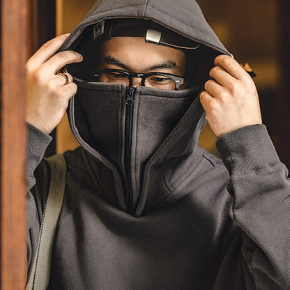 Maden Workwear American Heavyweight Balaclava Hoodie with Zipper High Street Tactical Men&
