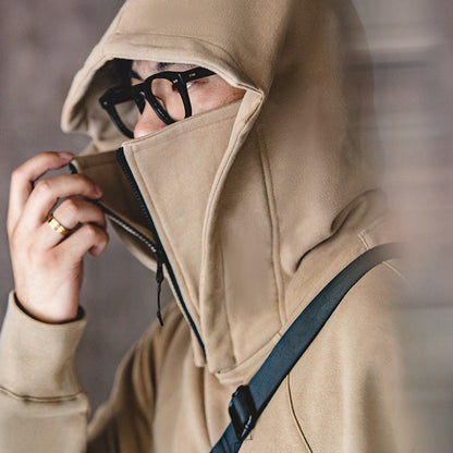 Maden Workwear American Heavyweight Balaclava Hoodie with Zipper High Street Tactical Men&
