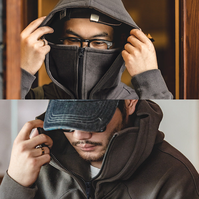 Maden Workwear American Heavyweight Balaclava Hoodie with Zipper High Street Tactical Men&