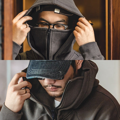Maden Workwear American Heavyweight Balaclava Hoodie with Zipper High Street Tactical Men&