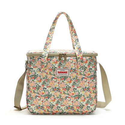 New Broken Flower Insulation Bag Large Capacity Student Lunch Box Bag Portable Aluminum Foil Ice Bag Outdoor Picnic Bag