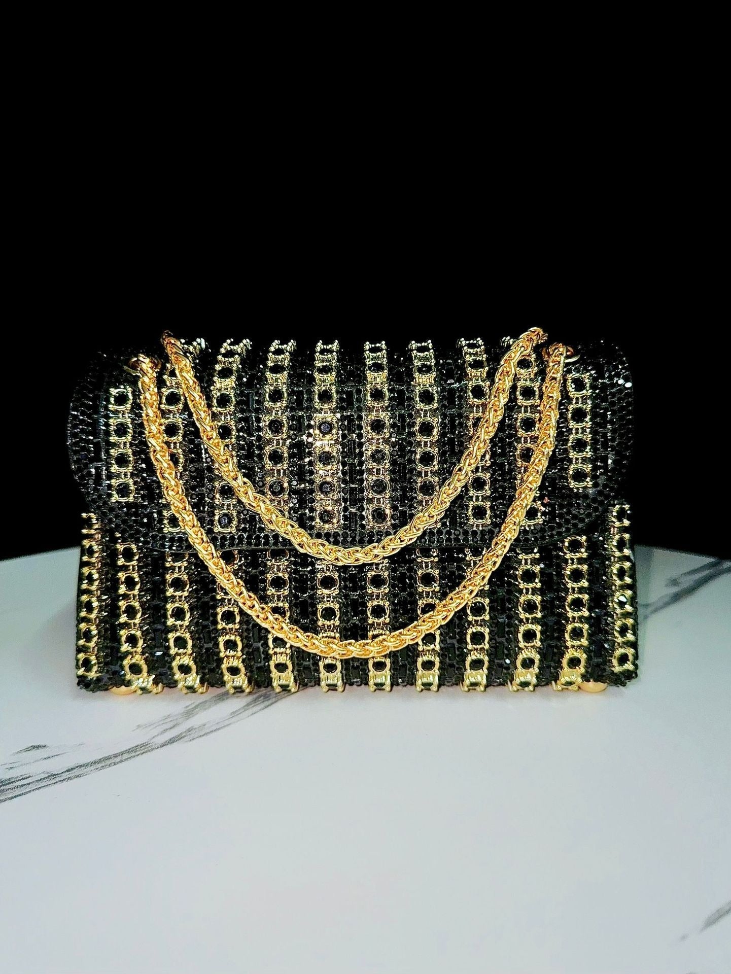 New Evening Dress, socialite, rhinestone handbag, diamond studded chain cheongsam bag, crossbody, banquet bag, women&
