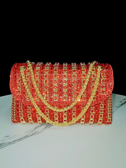 New Evening Dress, socialite, rhinestone handbag, diamond studded chain cheongsam bag, crossbody, banquet bag, women&