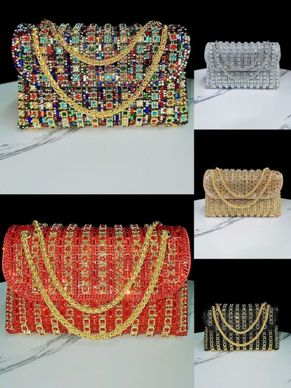 New Evening Dress, socialite, rhinestone handbag, diamond studded chain cheongsam bag, crossbody, banquet bag, women&