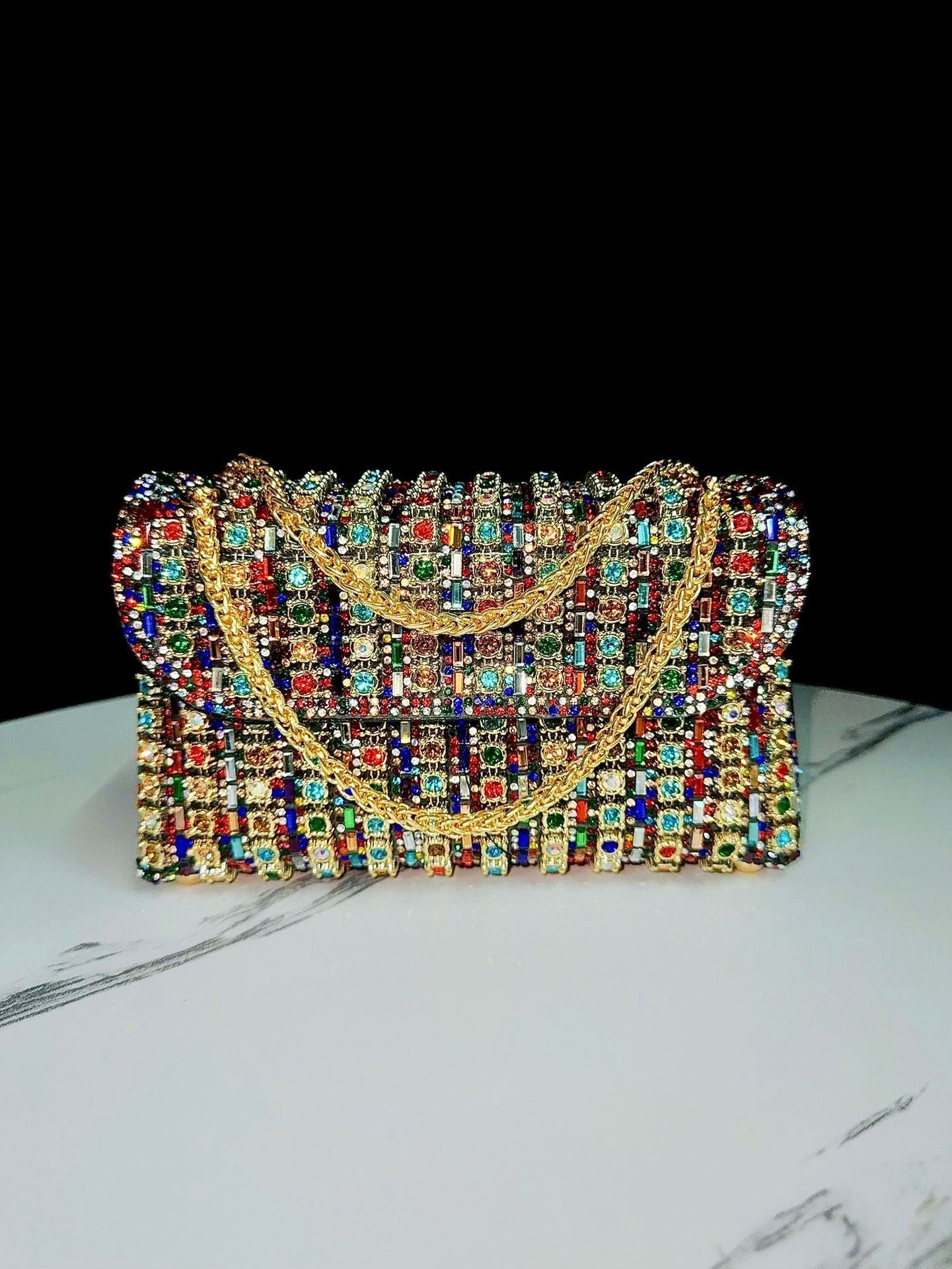 New Evening Dress, socialite, rhinestone handbag, diamond studded chain cheongsam bag, crossbody, banquet bag, women&