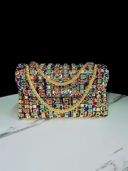 New Evening Dress, socialite, rhinestone handbag, diamond studded chain cheongsam bag, crossbody, banquet bag, women&
