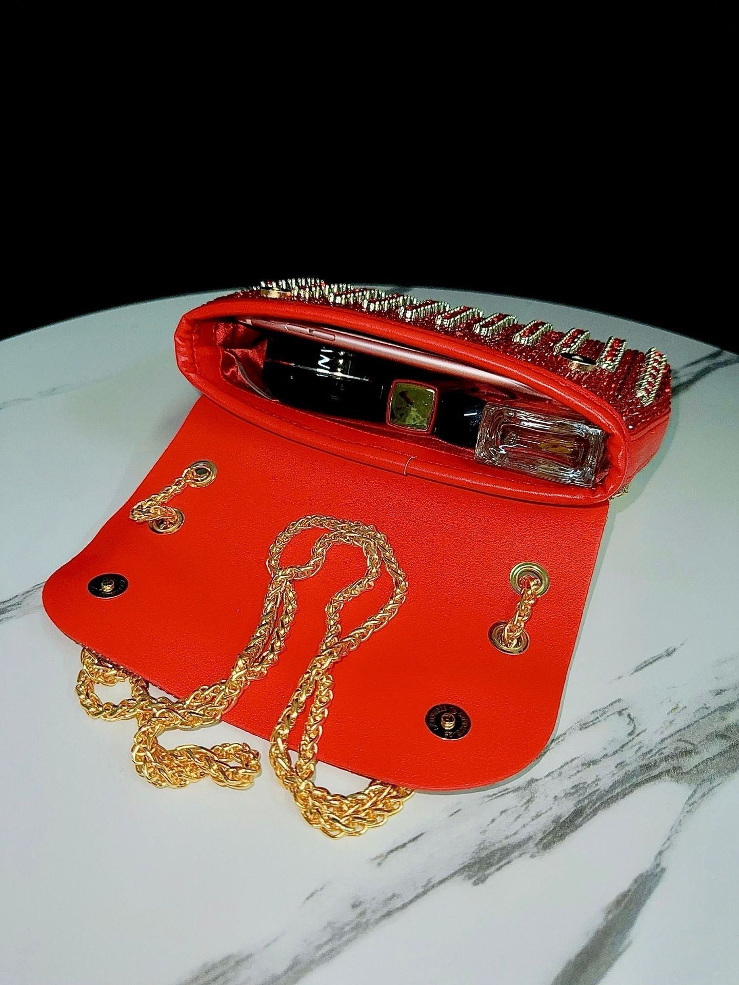 New Evening Dress, socialite, rhinestone handbag, diamond studded chain cheongsam bag, crossbody, banquet bag, women&