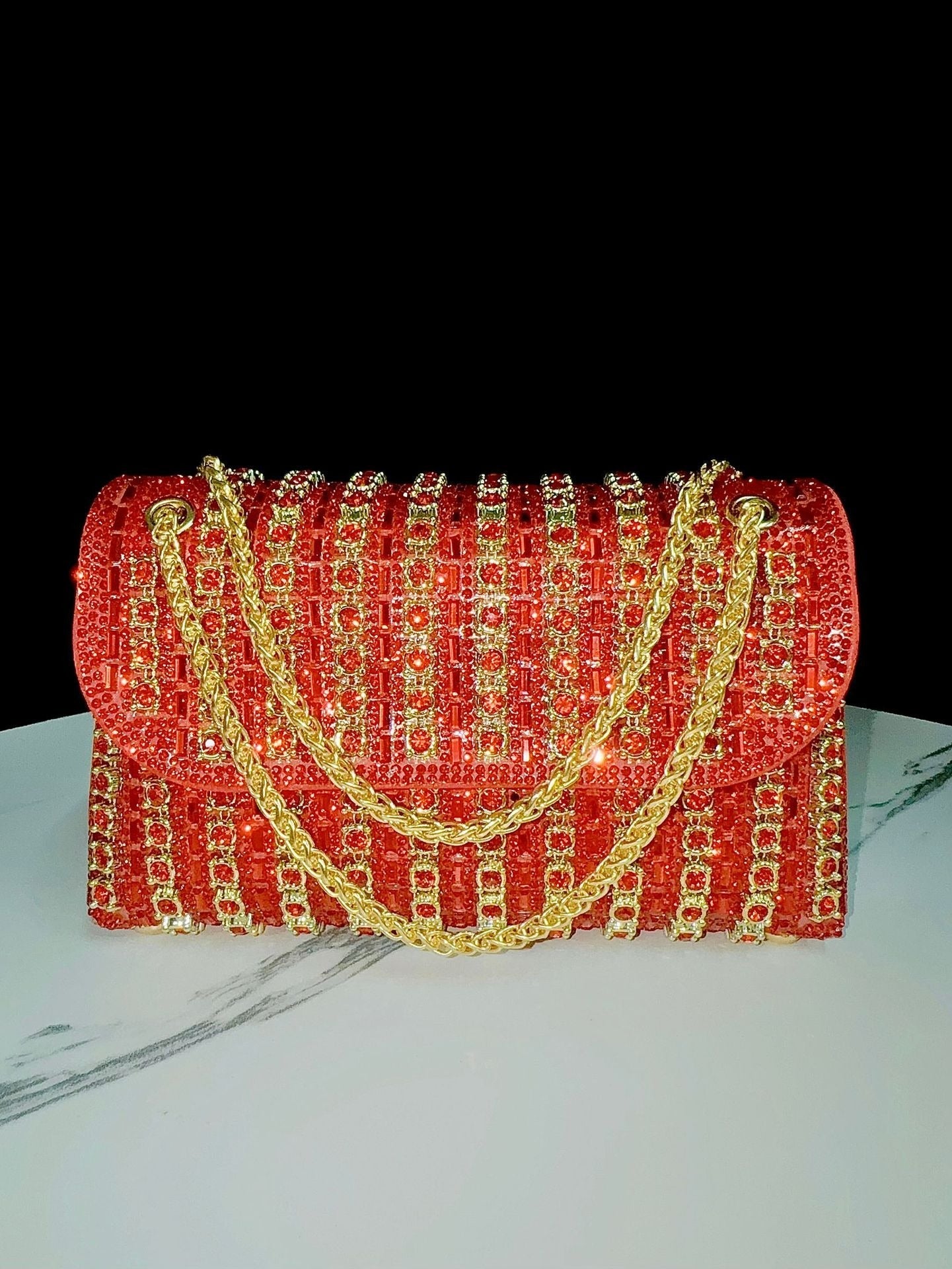 New Evening Dress, socialite, rhinestone handbag, diamond studded chain cheongsam bag, crossbody, banquet bag, women&