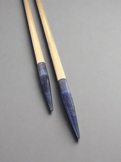 Purple Glitter Resin &amp; Maple Knitting Needles