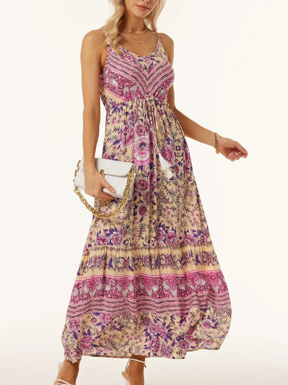 Printed Scoop Neck Dress