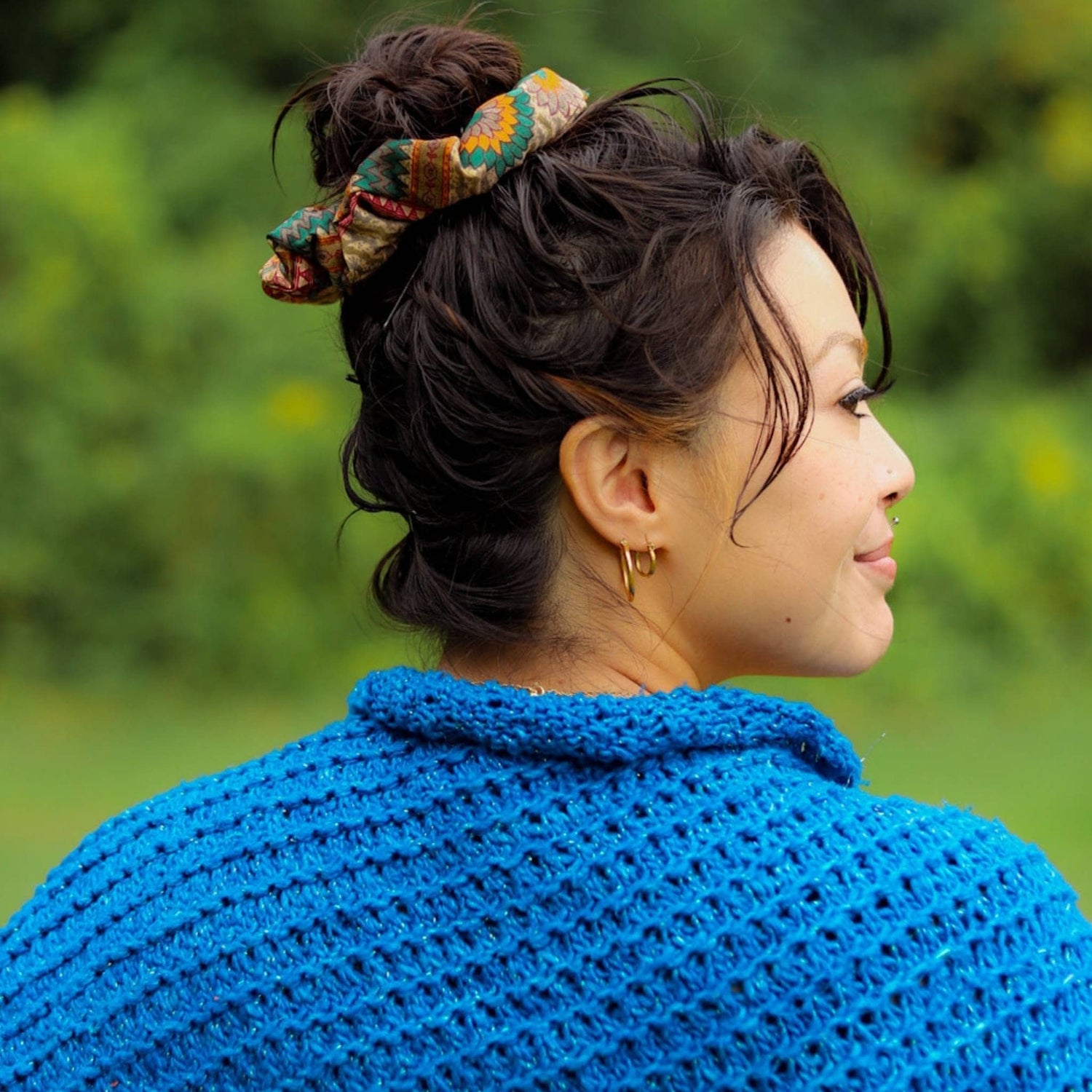 Colorful Reclaimed Sari Scrunchies 5-Pack