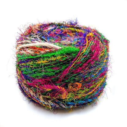 Recycled Silk Yarn Worsted Weight "Wild Peacock"