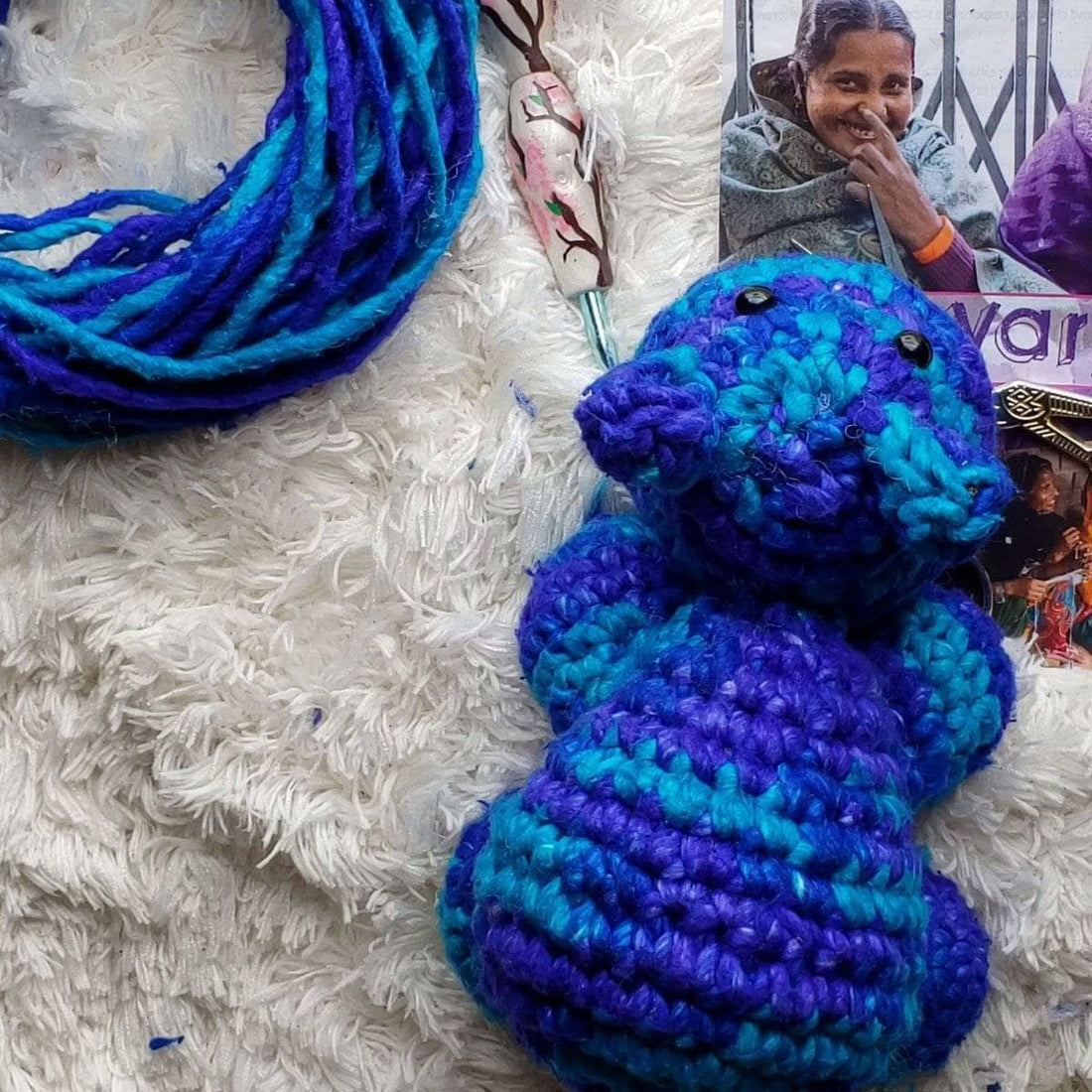 Recycled Silk Baby Hippo Crochet Kit