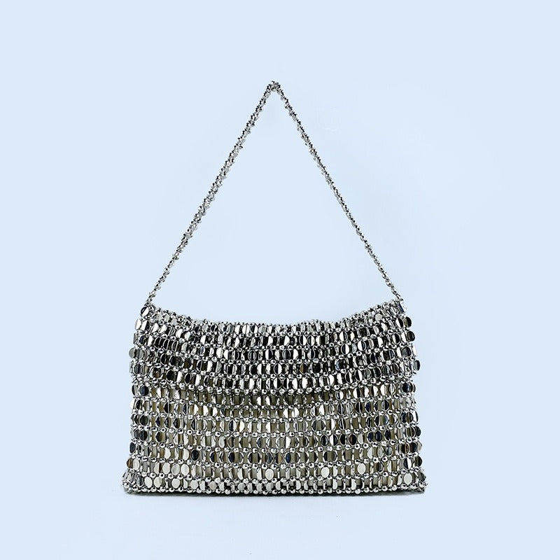 Retro metal sequin silver bag women&