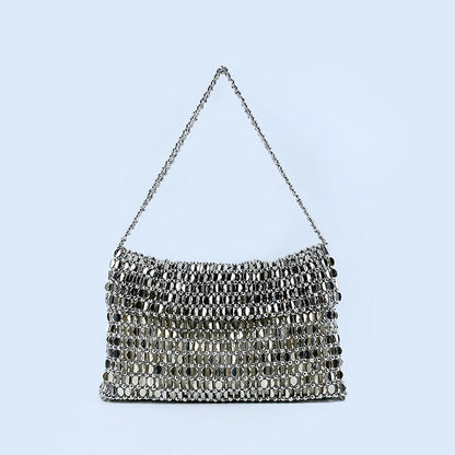 Retro metal sequin silver bag women&