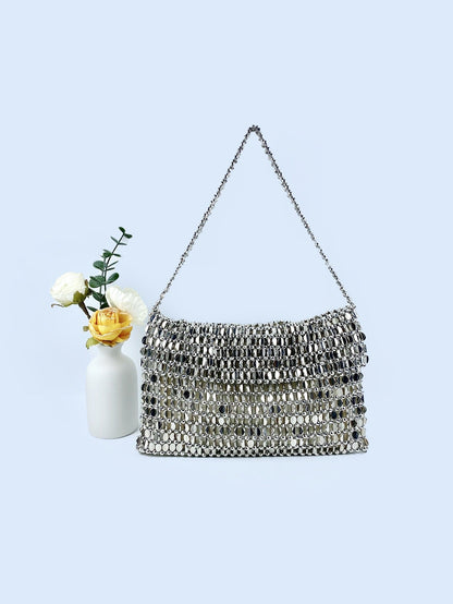 Retro metal sequin silver bag women&