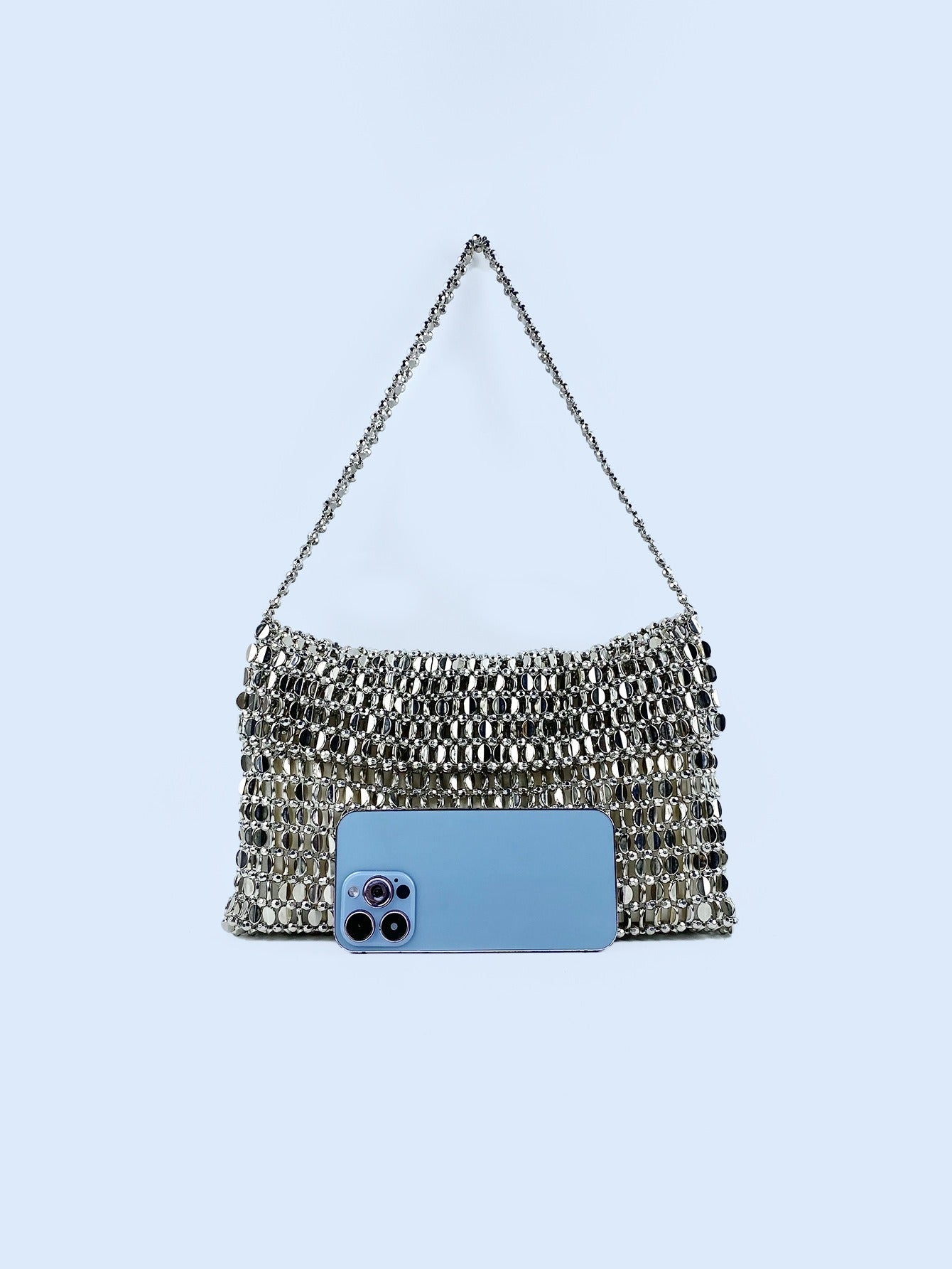 Retro metal sequin silver bag women&