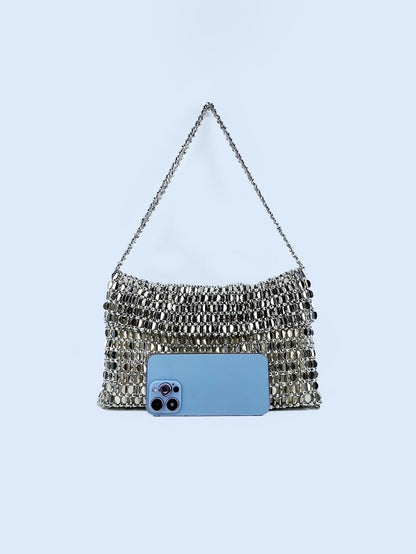 Retro metal sequin silver bag women&