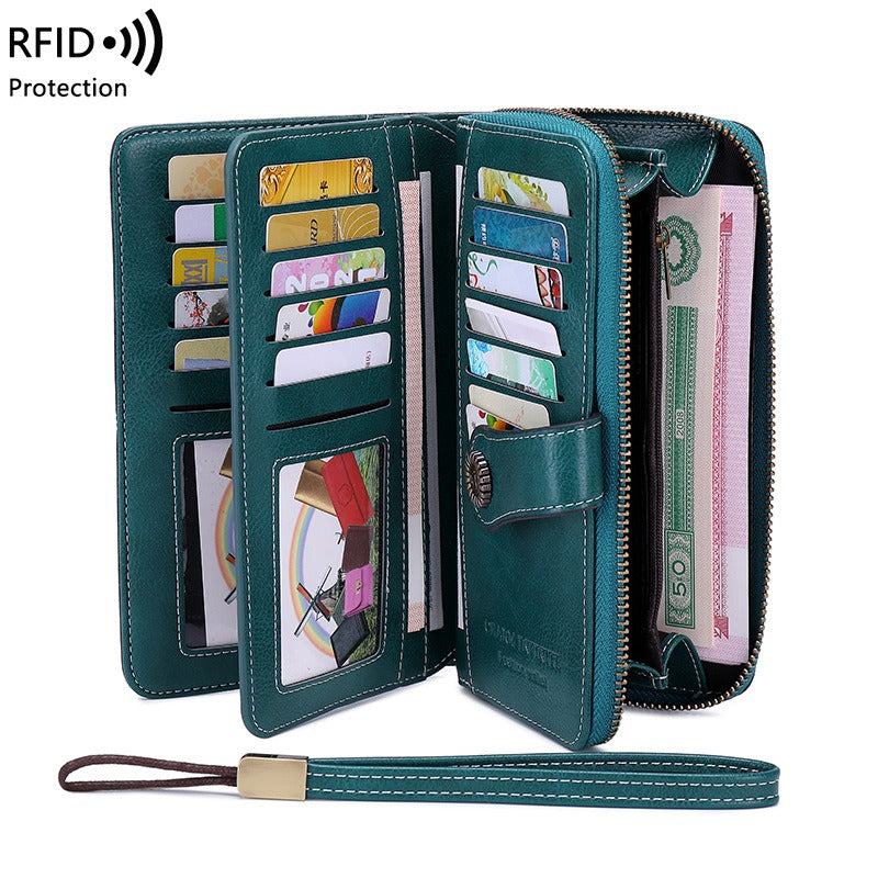 RFID Antimagnetic Wallet Long Zipper Women&