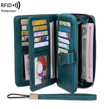 RFID Antimagnetic Wallet Long Zipper Women&