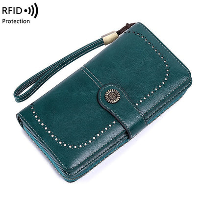 RFID Antimagnetic Wallet Long Zipper Women&
