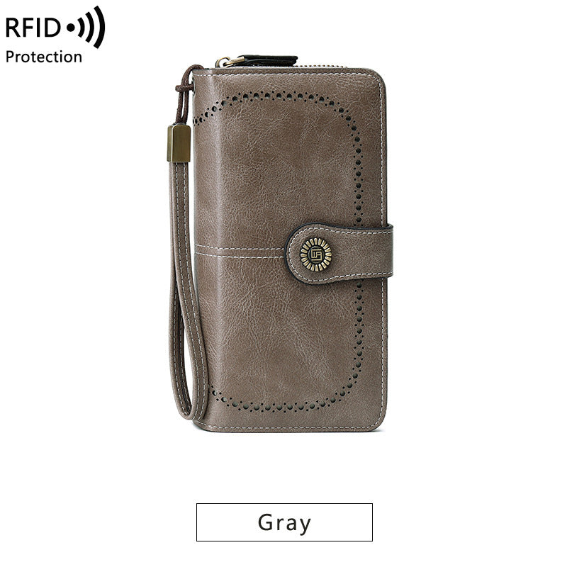 RFID Antimagnetic Wallet Long Zipper Women&