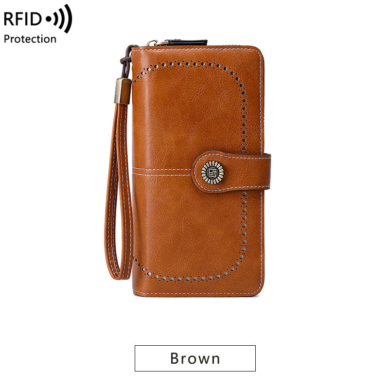 RFID Antimagnetic Wallet Long Zipper Women&