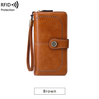 RFID Antimagnetic Wallet Long Zipper Women&