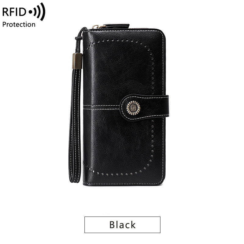 RFID Antimagnetic Wallet Long Zipper Women&