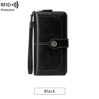 RFID Antimagnetic Wallet Long Zipper Women&