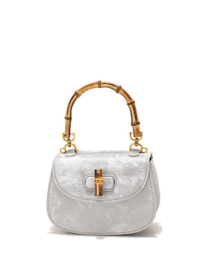 Western style bamboo joint handbag versatile commuting bag single shoulder crossbody saddle bag