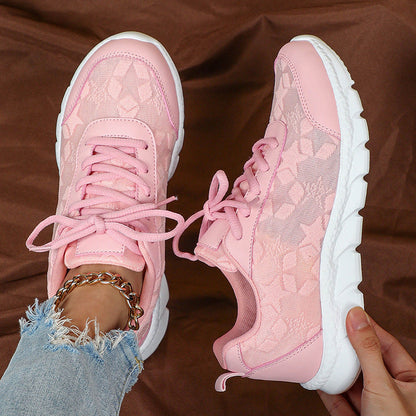 White shoes breathable lightweight casual sports women&