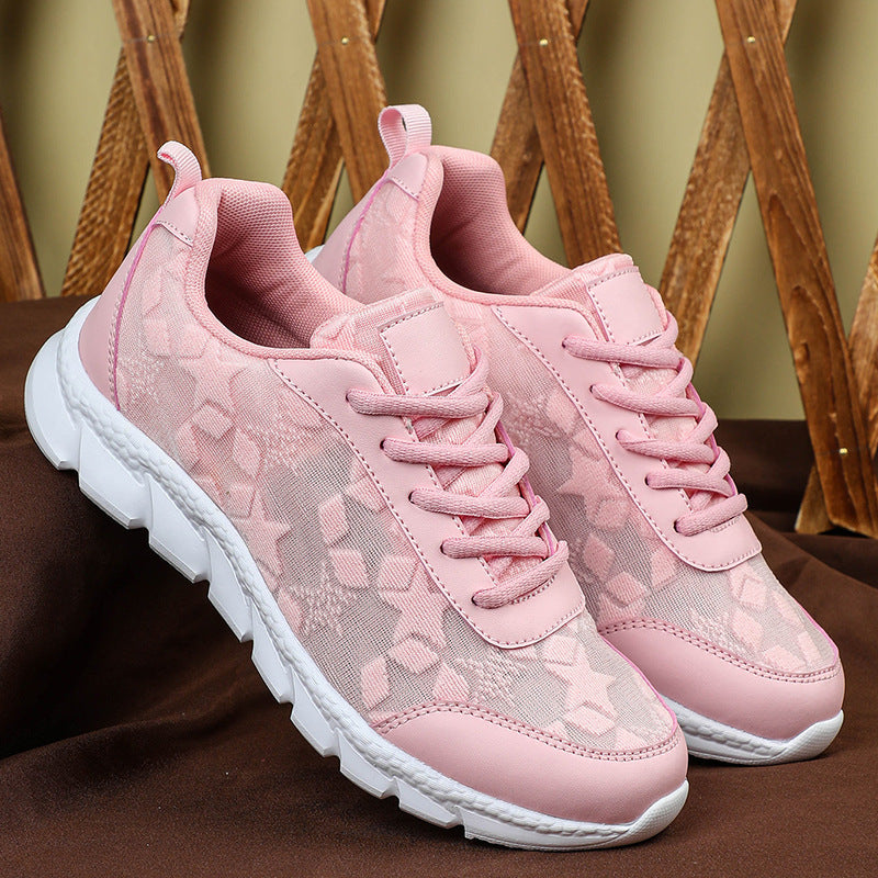 White shoes breathable lightweight casual sports women&